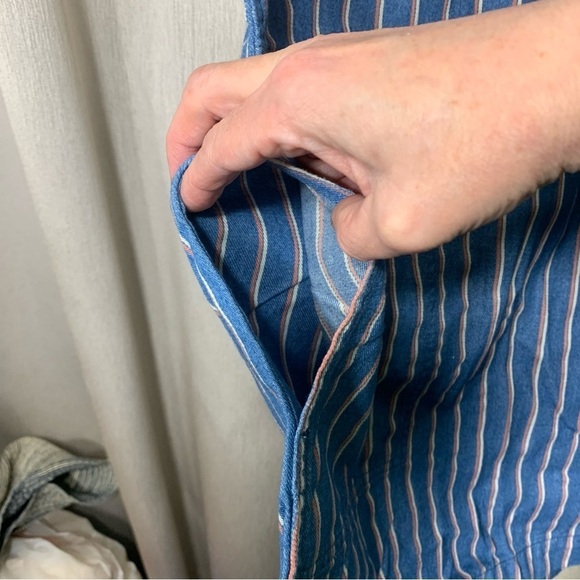 Wilfred Free Nori Blue Striped Mini Shirt Dress Sz S Relaxed Fit Chambray Denim - Picture 4 of 12